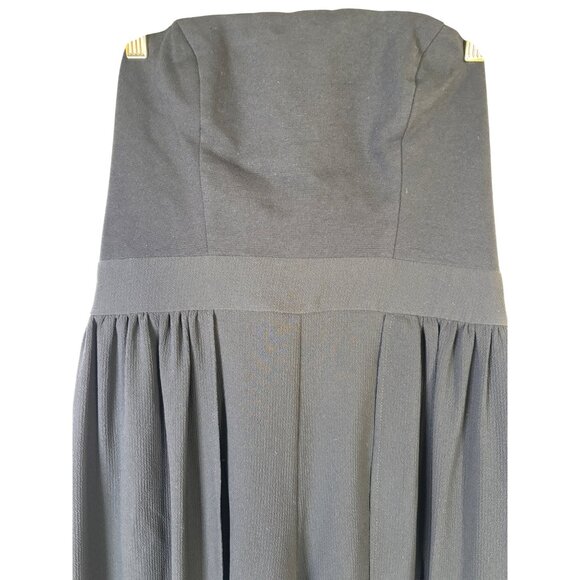 Leith Romper Maxi Overlay Black Anthropologie Crepe Sleeveless Medium - Picture 2 of 11